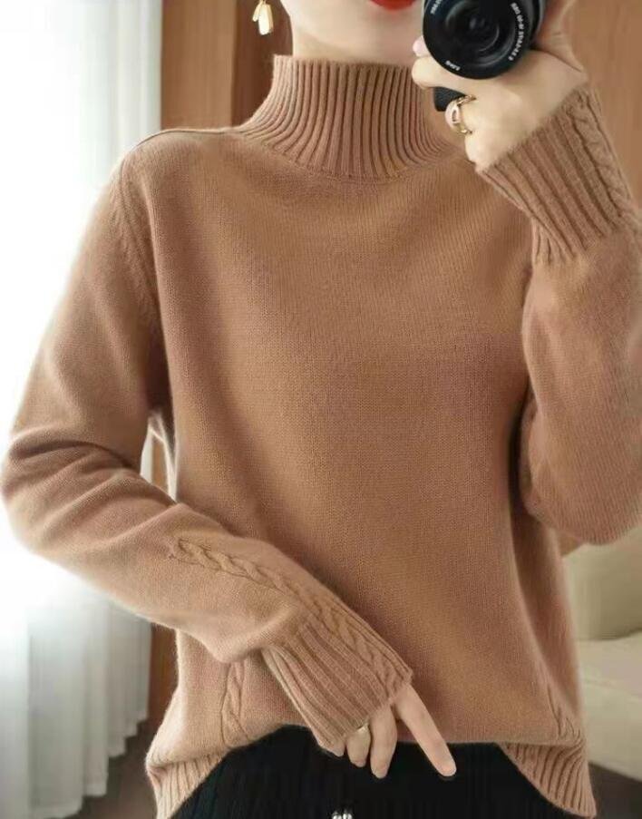 Fサイズ 秋冬推薦 おしゃれ ハイネック 着やすい 暖かい 柔らかい ニットセーター ニットトップス 緑K0329_画像5