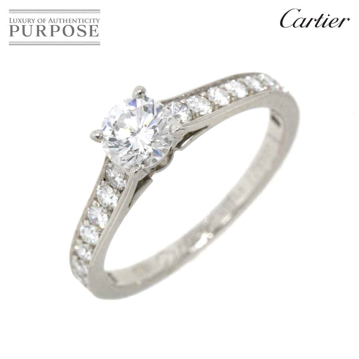 カルティエ Cartier ソリテール ダイヤ 0.43ct E/VVS2 #48 リング Pt プラチナ 指輪 Solitaire Ring【証明書・鑑定書付き】 90223461_画像1