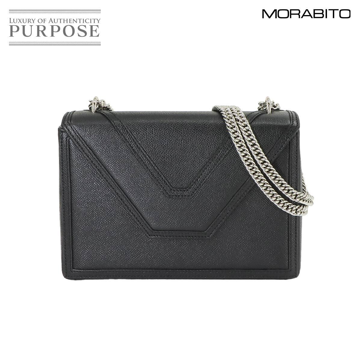 未使用 展示品 モラビト MORABITO ポリーヌ チェーン ショルダー バッグ レザー ブラック シルバー 金具 Pauline Shoulder Bag 90230179_画像1