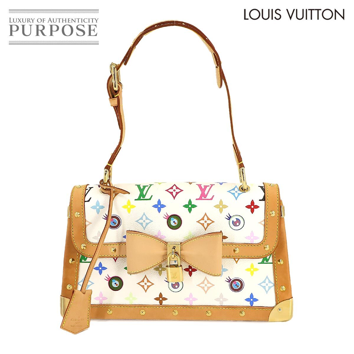 新品同様 ルイ ヴィトン LOUIS VUITTON アイラブ モノグラム マルチカラー サック ラバ ショルダー バッグ ブロン M92051 90229564_画像1