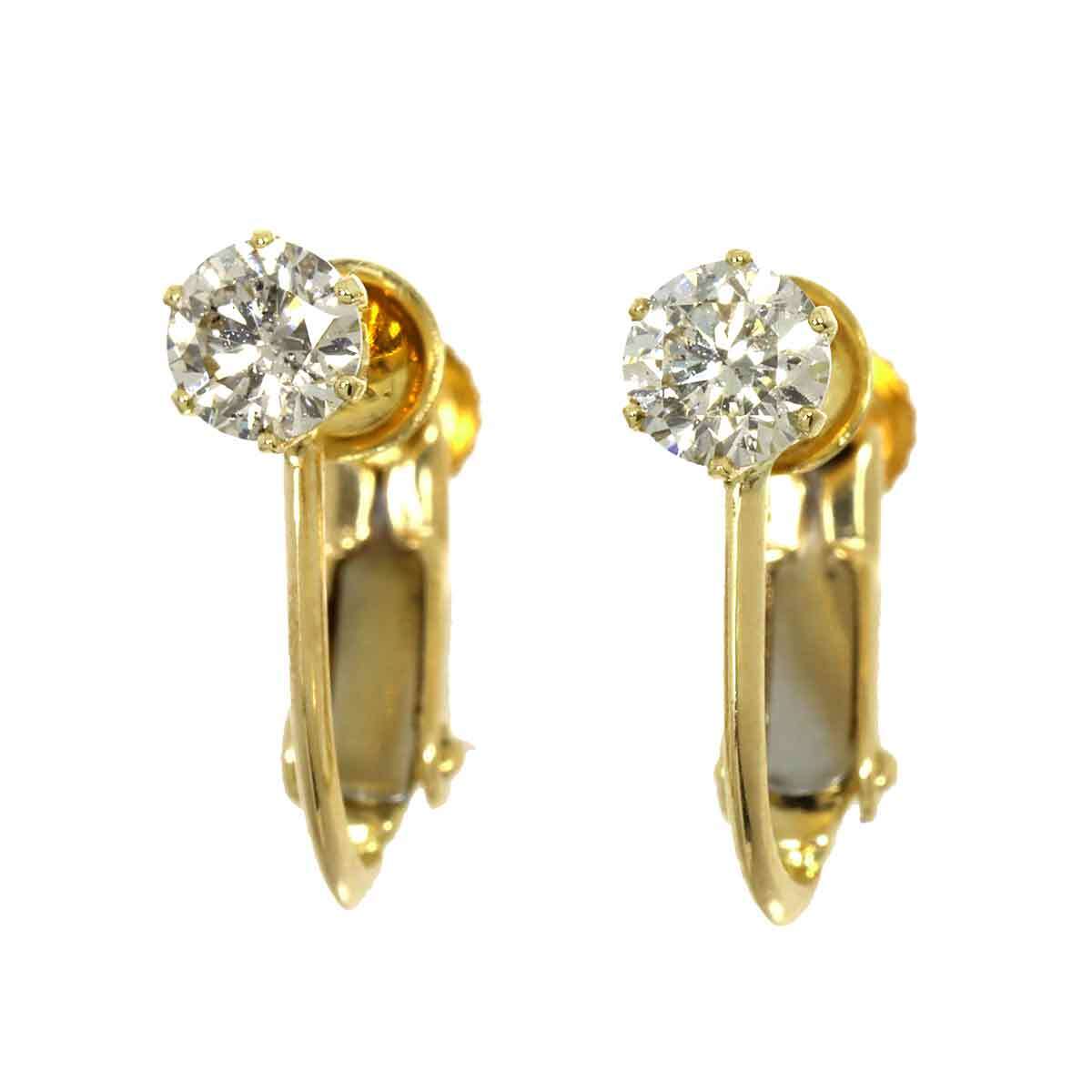  diamond 0.20ct×2 K18 YG серьги желтое золото 750 Diamond earrings clip on 90230839