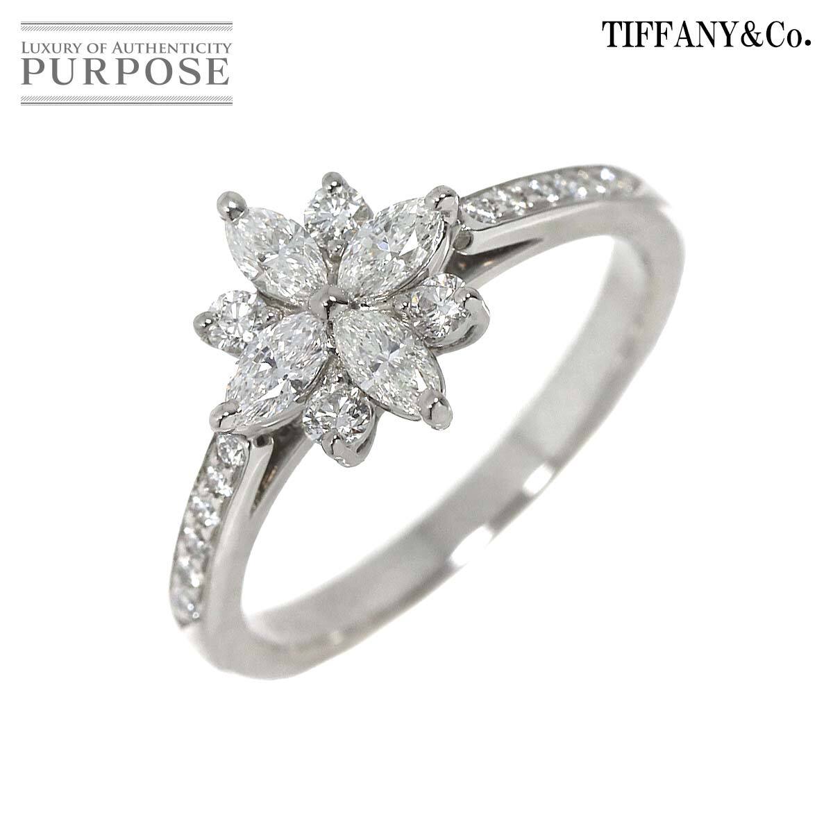 ティファニー TIFFANY&Co. ビクトリア クラスター 8号 リング ダイヤ Pt プラチナ 指輪 フラワー Diamond Ring 90223445_画像1