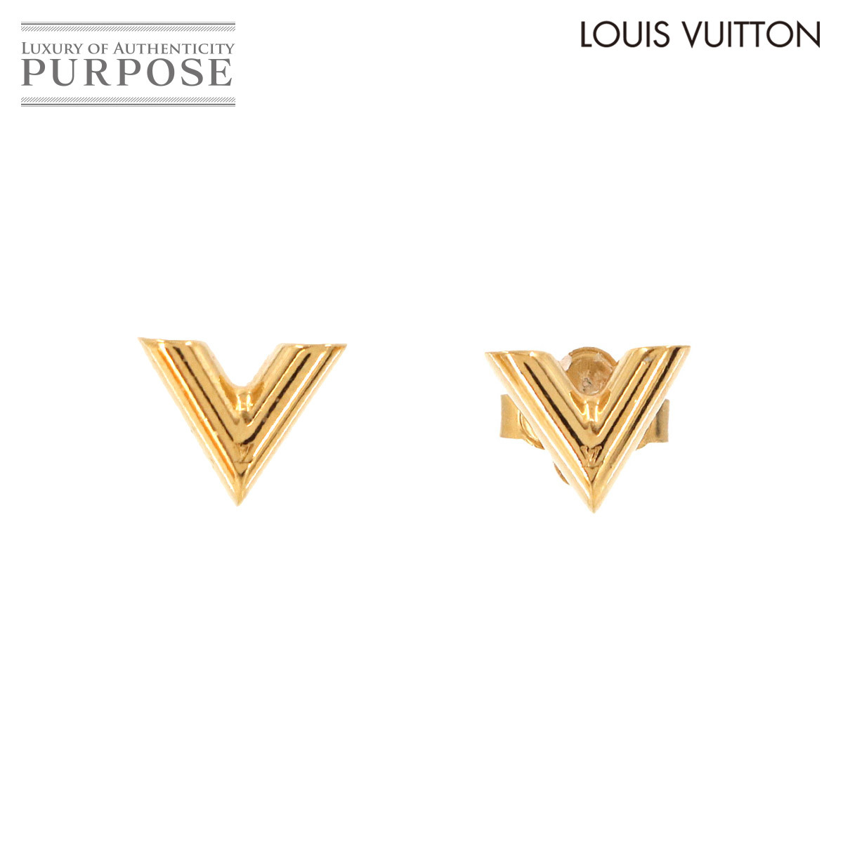 新品同様 ルイ ヴィトン LOUIS VUITTON ピアス エセンシャル V ゴールド M68153 アクセサリー Essential V Earrings 90229536の画像1
