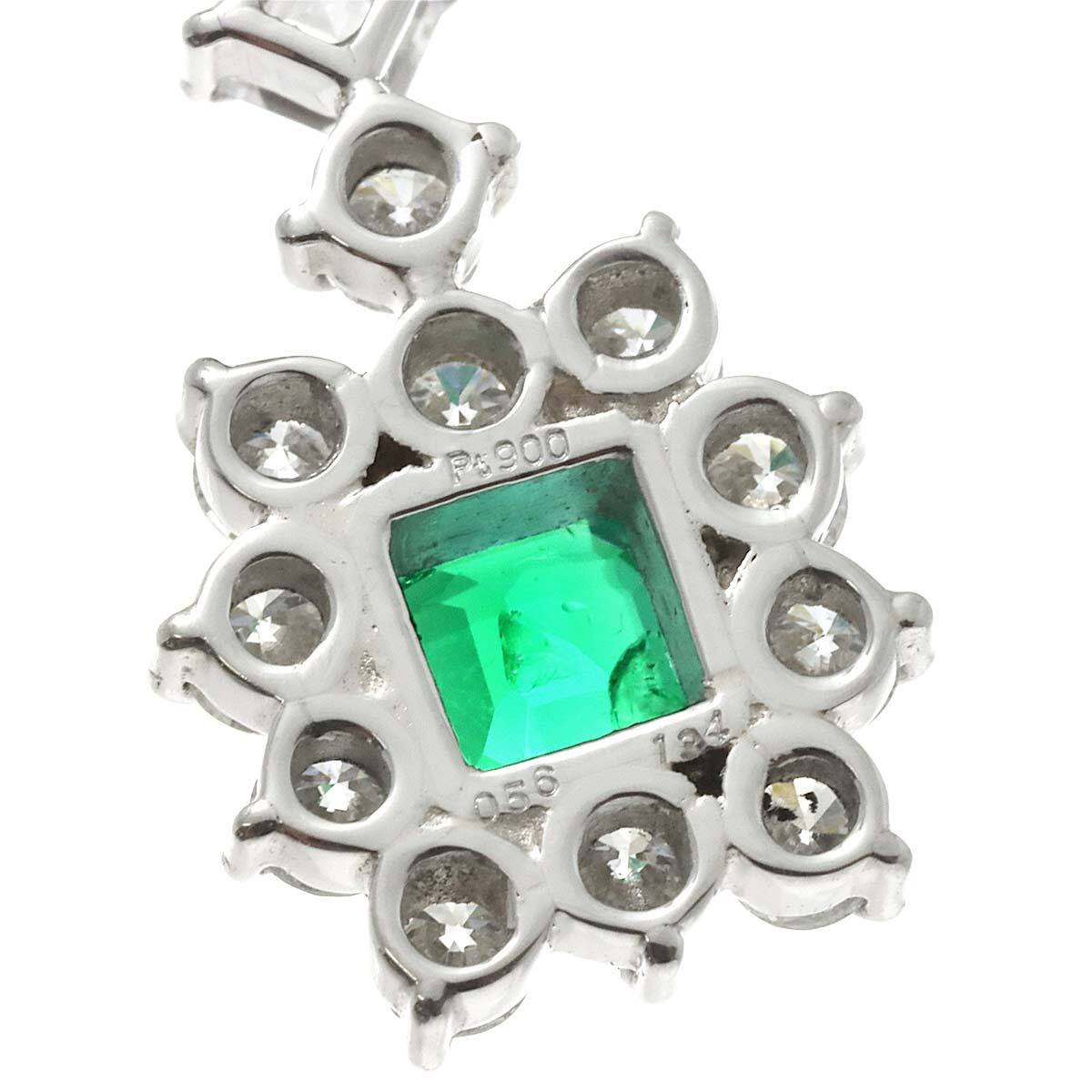 エメラルド 0.56ct ダイヤ 1.34ct Pt プラチナ ネックレス 37cm Emerald Necklace 90229012_画像4
