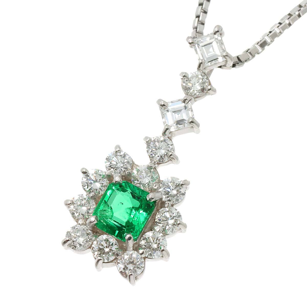 エメラルド 0.56ct ダイヤ 1.34ct Pt プラチナ ネックレス 37cm Emerald Necklace 90229012_画像7