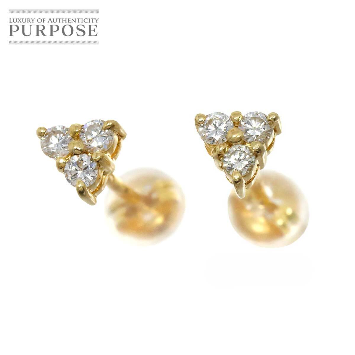 ダイヤ ピアス K18 YG イエローゴールド 750 Diamond Earrings Pierced 90229020_画像1