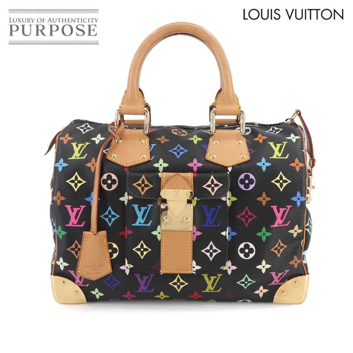 ルイ ヴィトン LOUIS VUITTON モノグラム マルチカラー スピーディ 30 ハンド バッグ ノワール M92642 ブラック ゴールド 金具 90231336_画像1