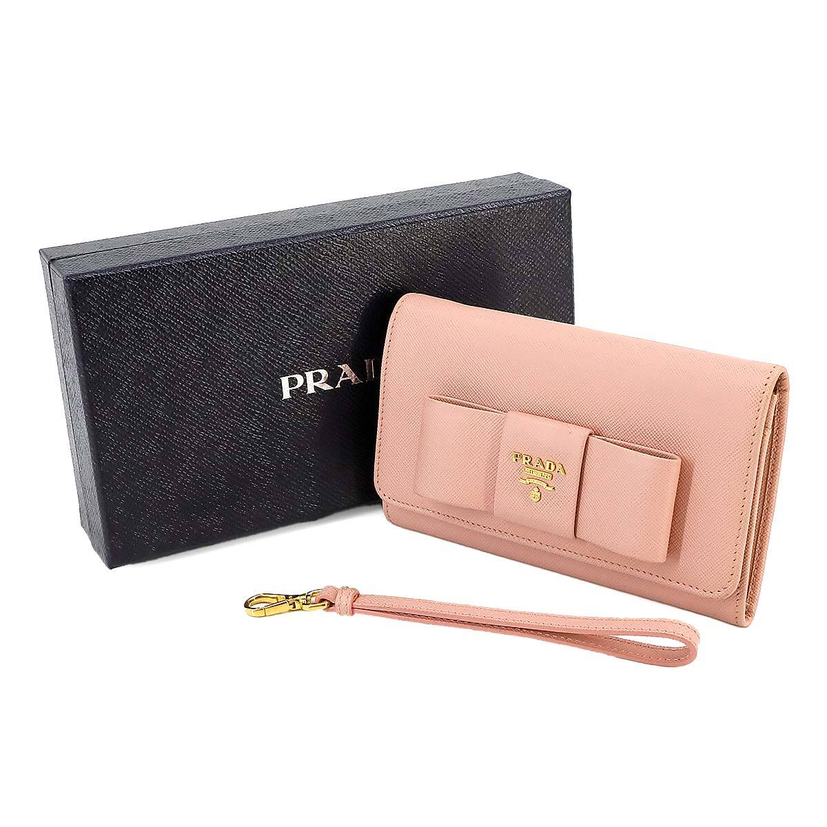 プラダ PRADA リボン 二つ折り 財布 サフィアーノレザー ピンク 1M1438 ゴールド 金具 Wallet 90231751_画像9