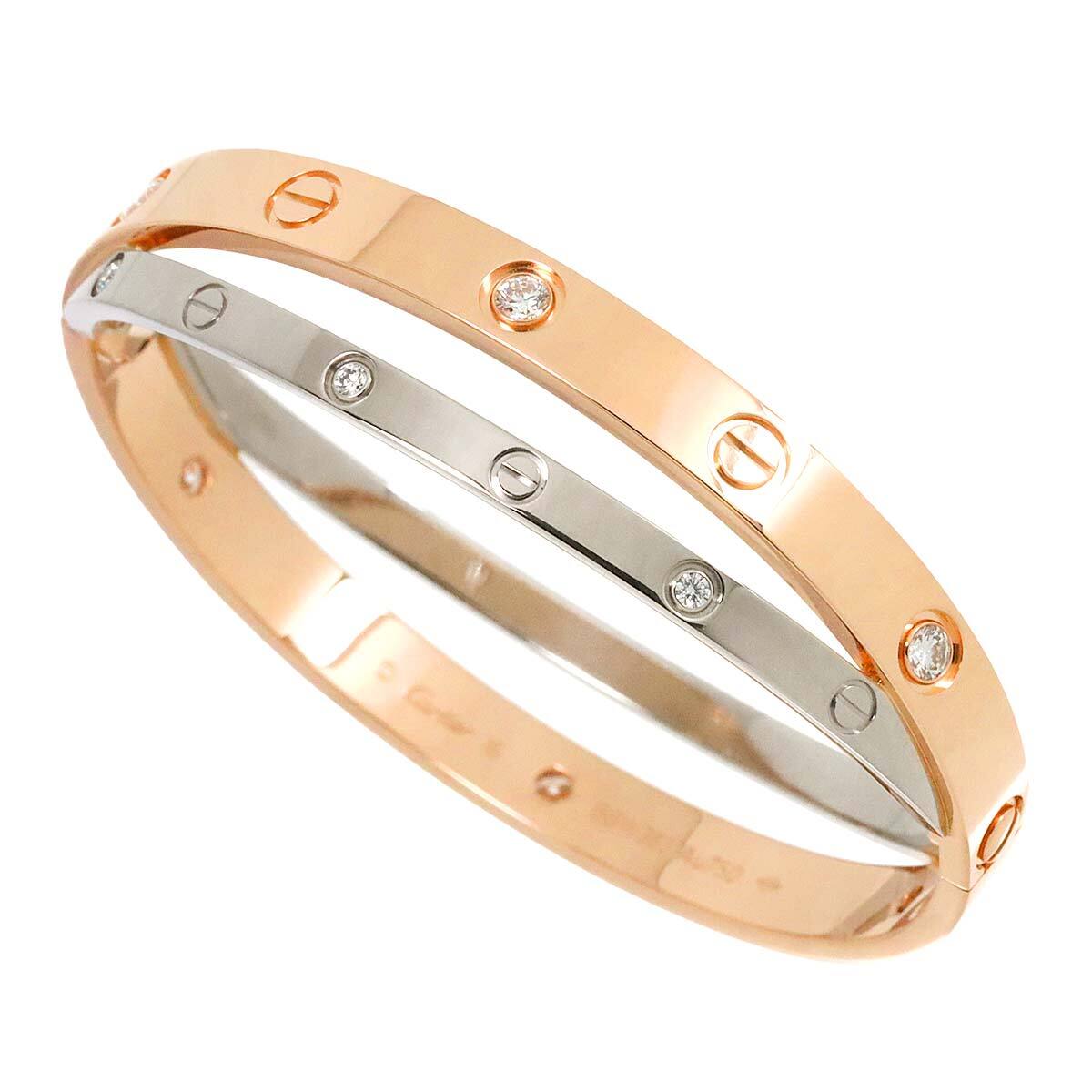 カルティエ Cartier ラブ ブレス 12P ダイヤ #16 K18 PG WG 750 ブレスレット バングル Love Bracelet 90227712_画像4