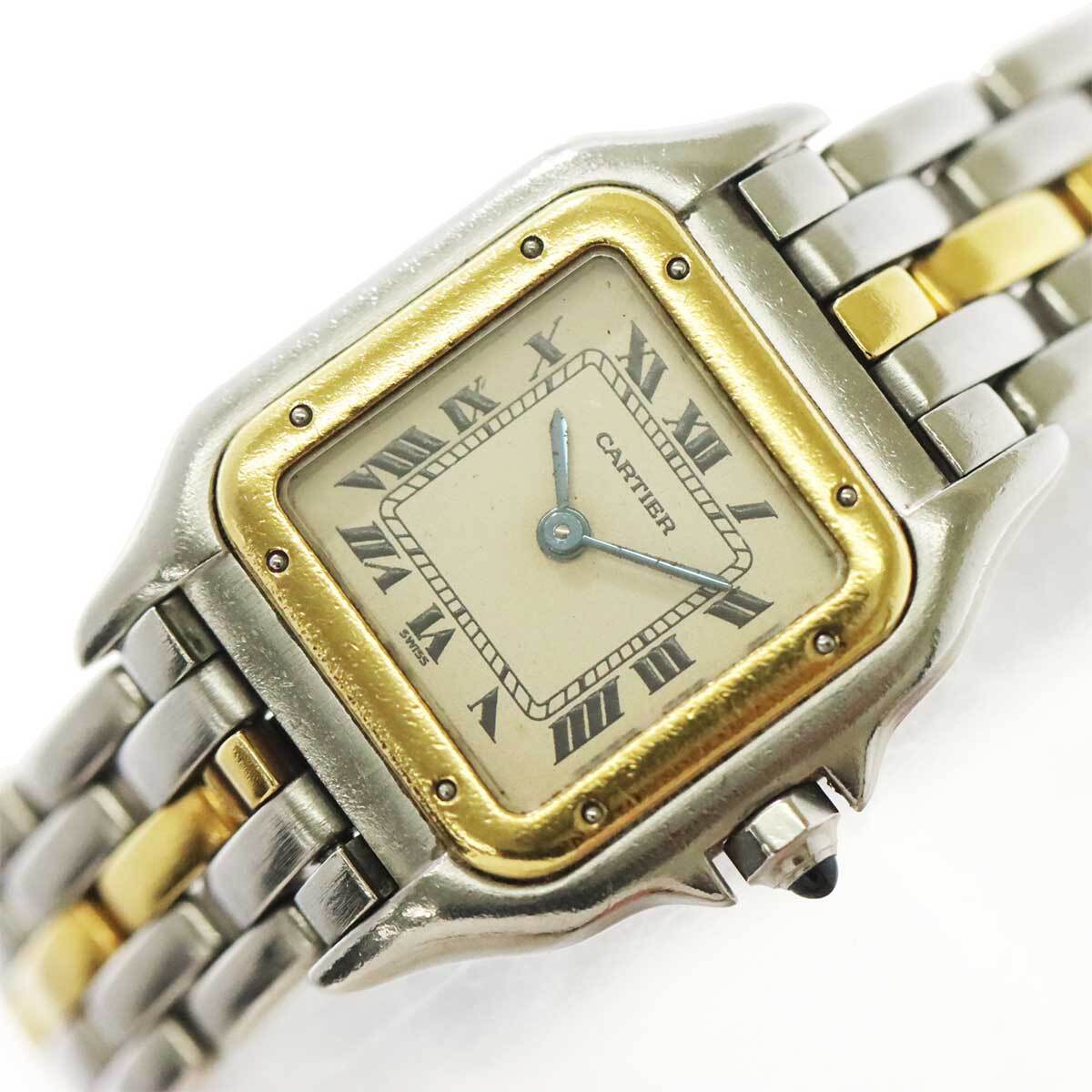  Cartier Cartier bread tail 1 low SM combination lady's wristwatch ivory face K18YG quartz Panthere 90229115
