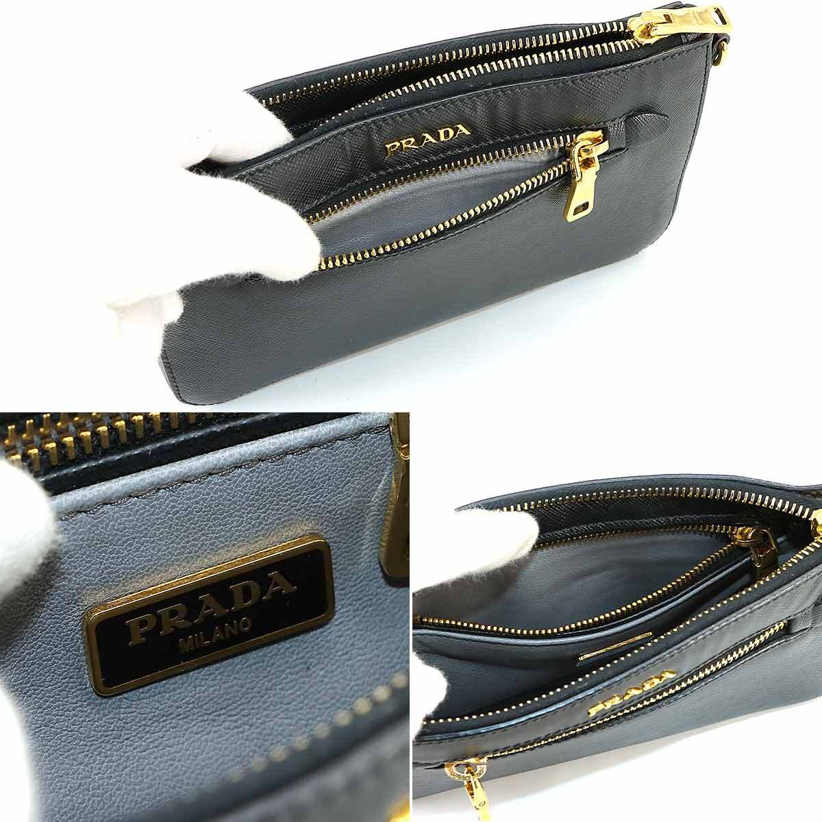 未使用 展示品 プラダ PRADA サフィアーノ ミニ ショルダー バッグ レザー ブラック ゴールド 金具 Shoulder Bag 90227233_画像7