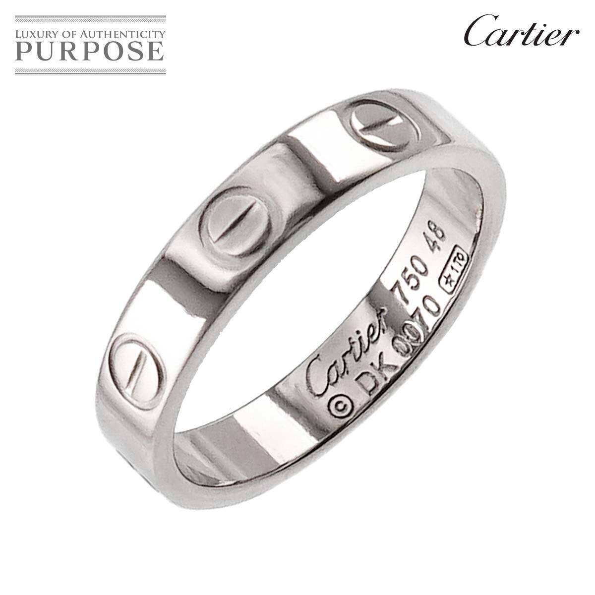 カルティエ Cartier ミニラブ #48 リング K18 WG ホワイトゴールド 750 指輪 Mini Love Ring【証明書付き】 90228224_画像1