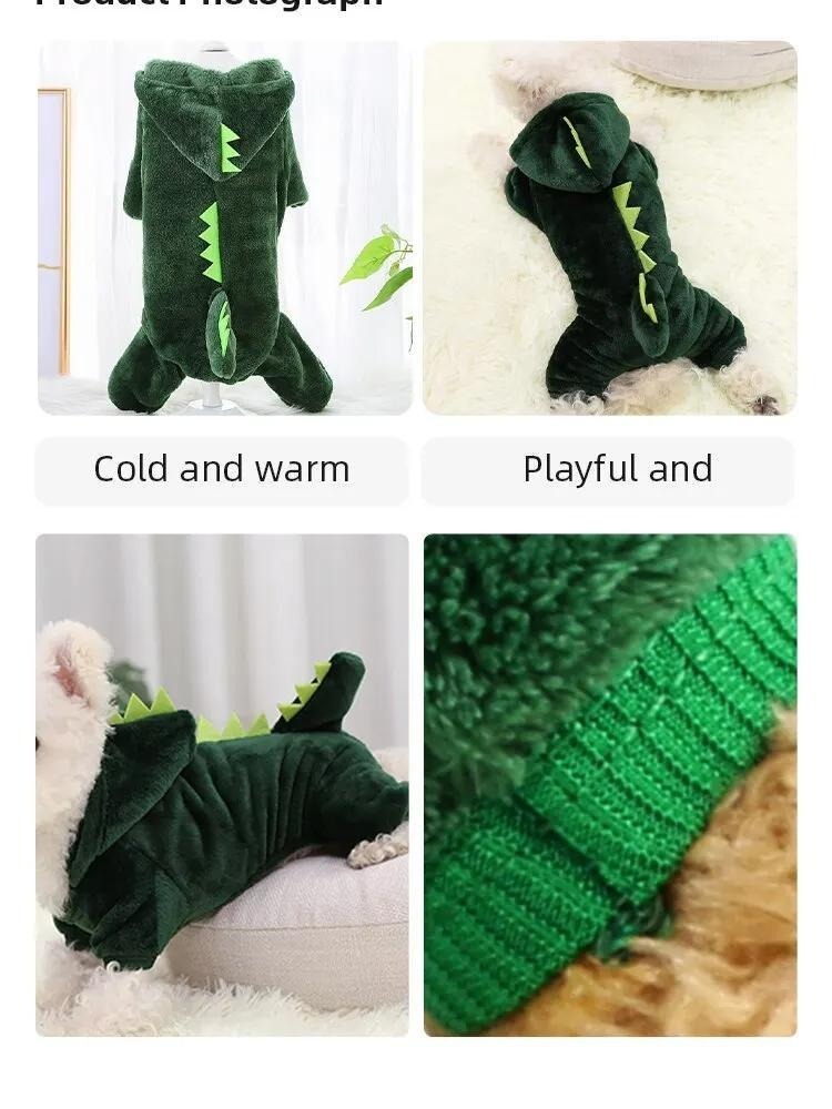 ペットの洋服　恐竜の形をしたぬいぐるみコート,犬と猫の服,暖かいフード付きコート_画像2