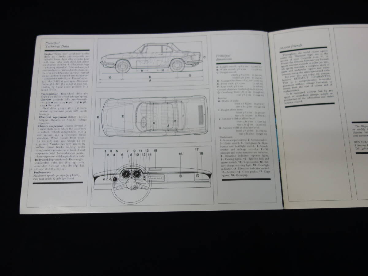 【1967年】ルノー RENAULT CARAVELLE 1100 S 専用 本カタログ / 英語版 【当時もの】_画像9
