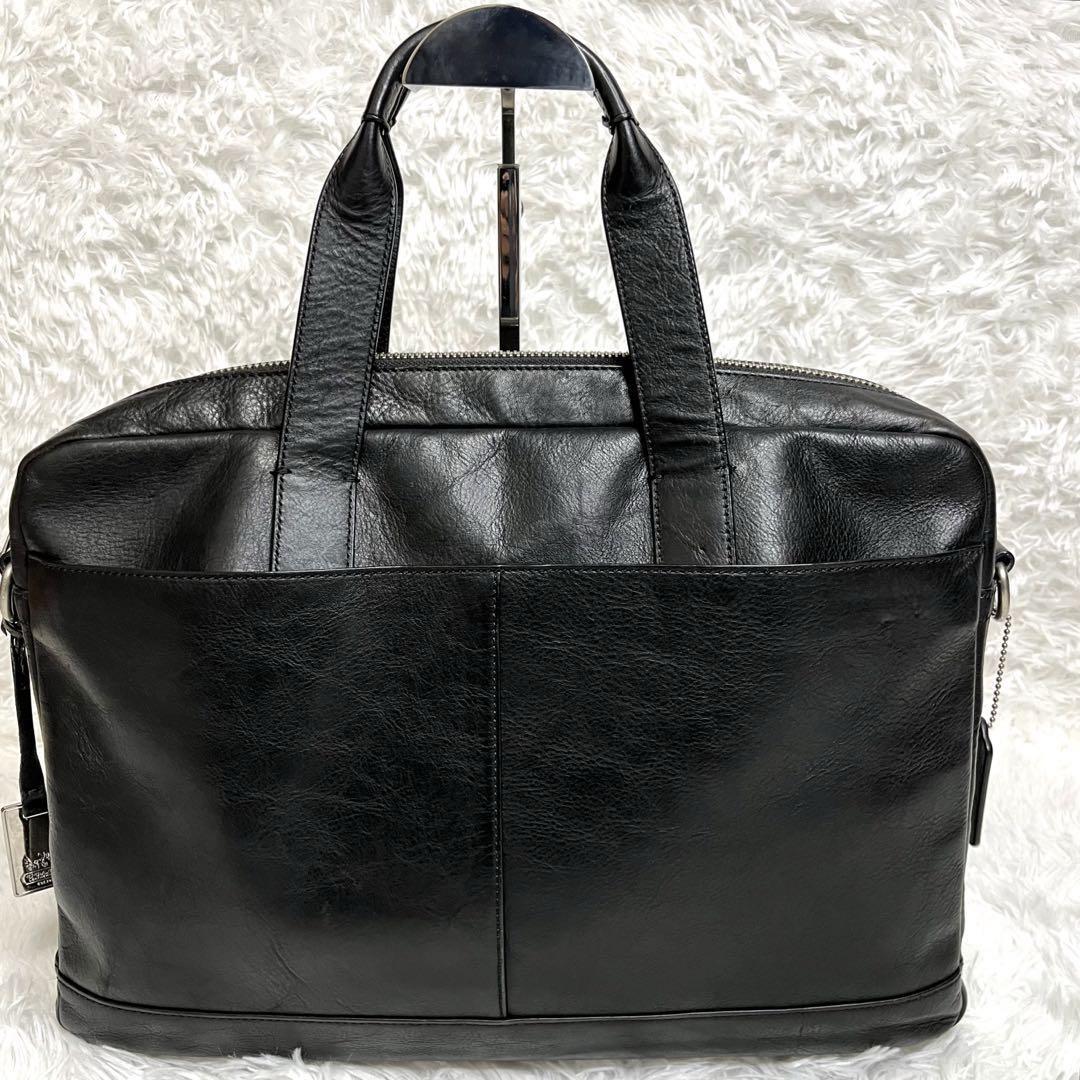 COACH コーチ ビジネスバッグ ショルダーバッグ 2WAY オールレザー ブラック F71561 通勤 通学 就活 ビジネス 書類 A4 教科書 斜め掛け_画像3