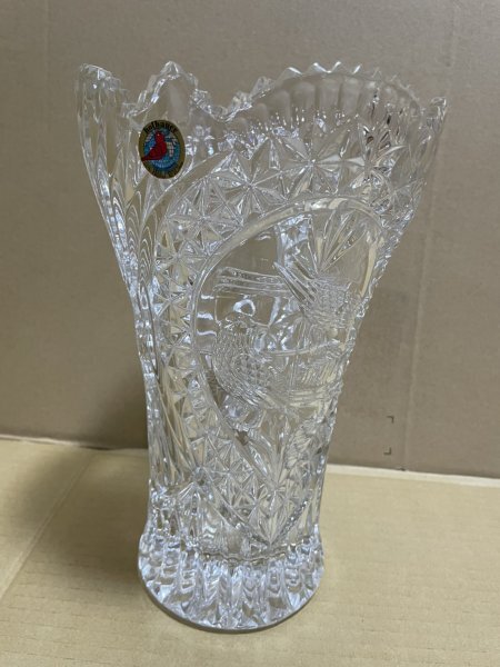 西ドイツ製 WEST GERMANY KAMEI GLASS クリスタル CRYSTAL HOFBAUER COLLECTION ホーフバウアー 一輪挿し 花瓶 花器 小鳥の画像1