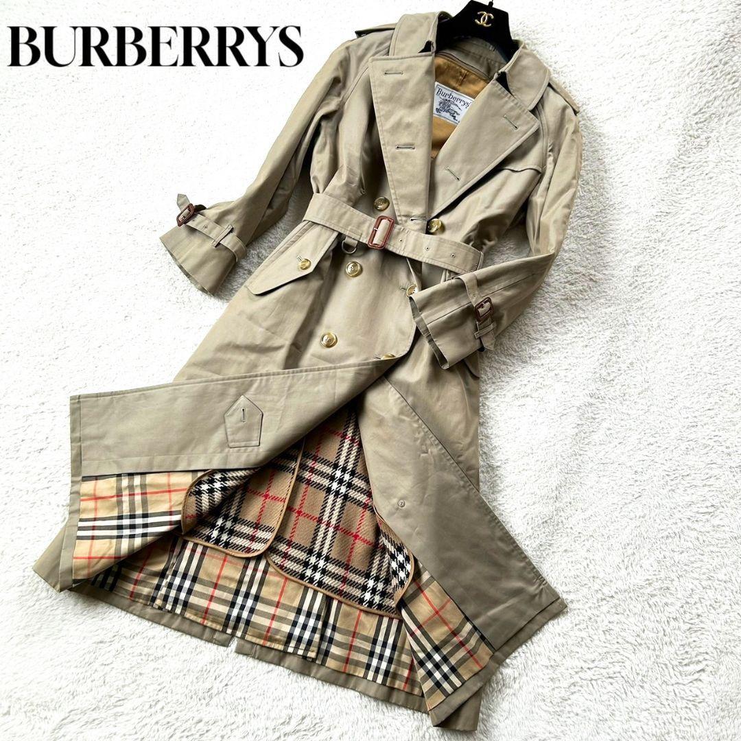 1円～ 極美品 Burberrys バーバリー トレンチコート 裏ノバチェック ベージュ 白タグ L ベルト ライナー付き 1スタ レディースの画像1