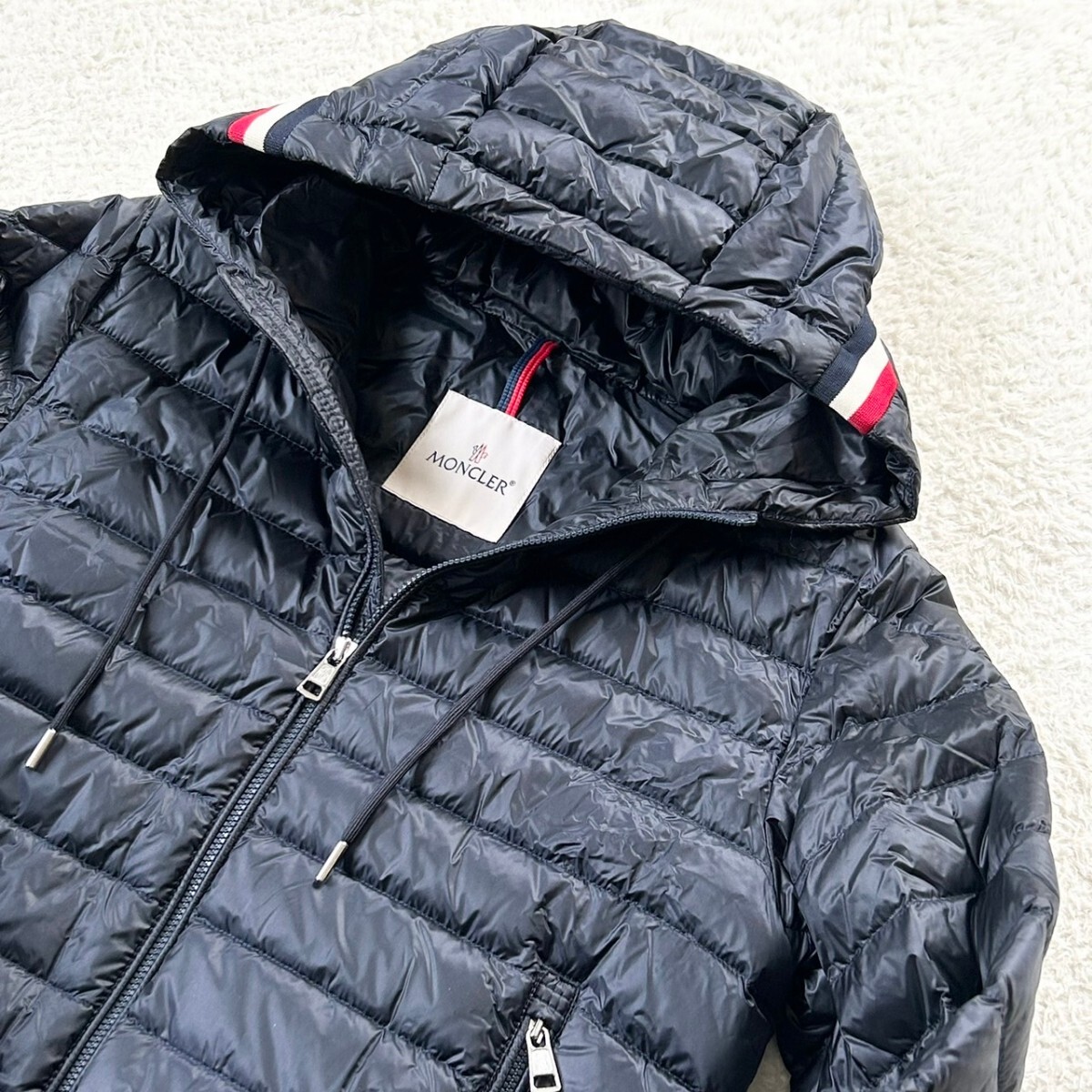 1円～ 未使用級 MONCLER モンクレール ダウンジャケット 軽量 GIROUX ジルー ネイビー S 0 紺 1スタの画像2