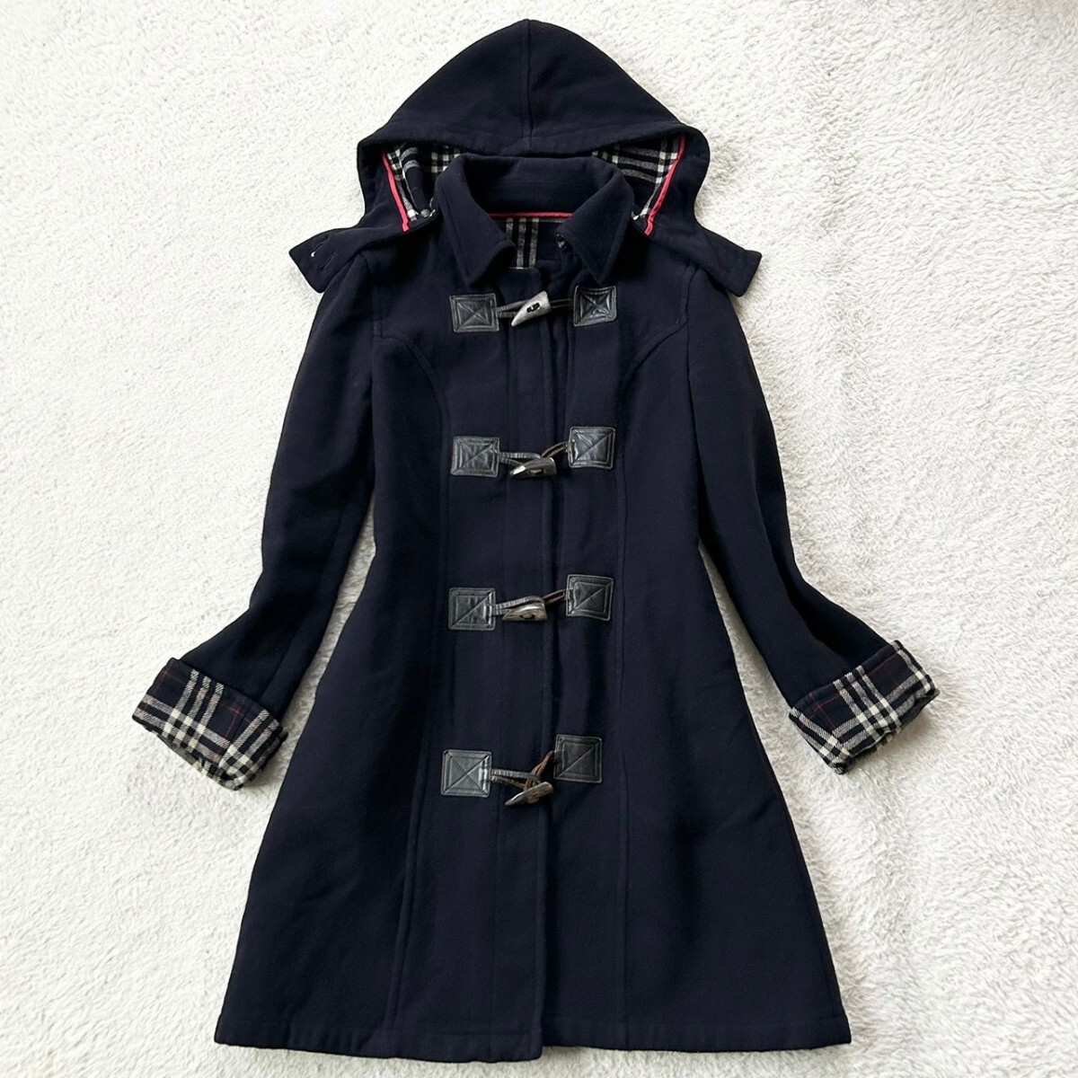 1円～ 極美品 希少　◆BURBERRY BLUE LABEL◆バーバリーブルーレーベル◆レディース 女性用　ダッフルコート　[38] ベージュ　Aライン_画像2