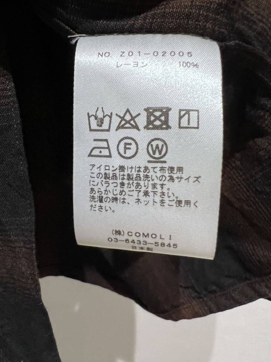 24ss COMOLI レーヨンオープンカラーシャツ サイズ1 check チェック コモリ z01-02005 新品未使用の画像5