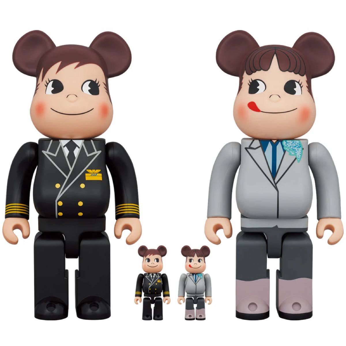 BE@RBRICK for ANA CAPTAIN ポコちゃん & CA10代目 ペコちゃん 100％ & 400％ 4体セット