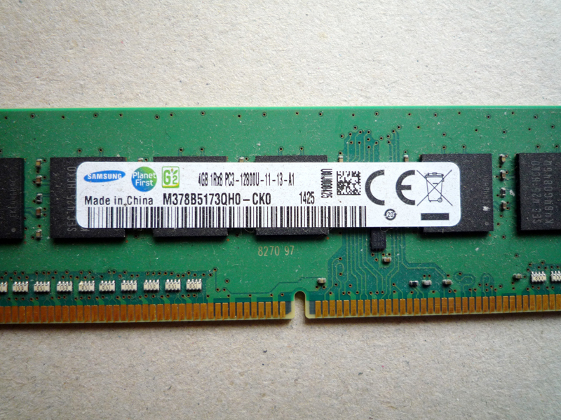 PC用メモリ SAMSUNG 4GB 1Rx8 PC3-12800U-11-13-A1 M378B5173QH0-CK0 4GB ジャンクの画像3