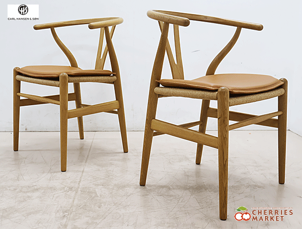 ◆展示品◆ Carlhansen&son カール・ハンセン＆サン CH24 Yチェア ダイニングチェア 2脚 オーク材 座クッション付 ハンスJウェグナー 33万