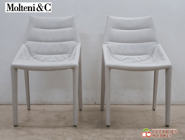 ◆展示品◆ arflex/Molteni&C アルフレックス モルテーニ OUTLINE アームレスチェア/ダイニングチェア ホワイト 2脚セット 56万 美品