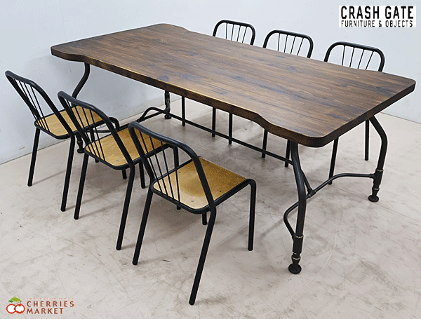 ◆展示品◆ D8/DISTRICT EIGHT×Knot antiques クラッシュゲート スプラッター200/アイアンチェア B ダイニング7点セット 32万_画像1