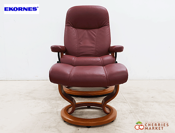 ◆Ekornes◆ エコーネス Stressless ストレスレス Consul コンサル リクライニングチェア/1Pソファ＆オットマン/スツール Mサイズ 革 28万_画像2