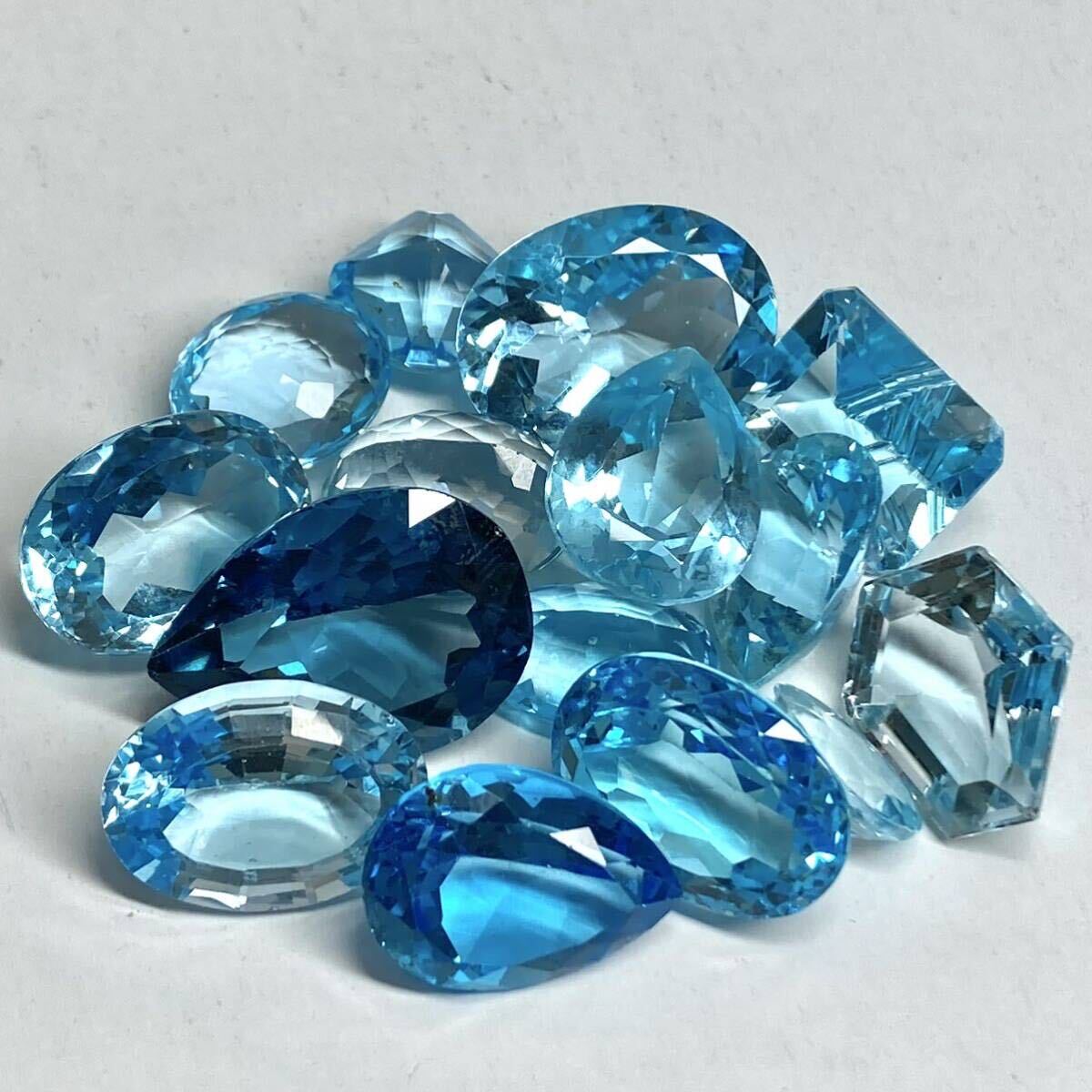 大粒!!〔天然ブルートパーズおまとめ200ct〕a ルース 裸石 ジュエリー ブルートパーズ jewelry blue topaz DF0 ②_画像2