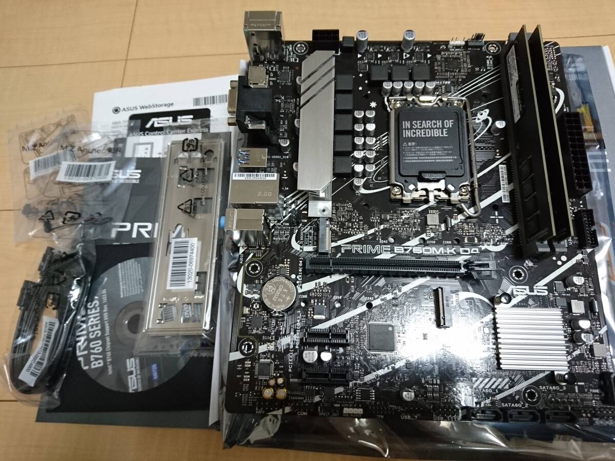 中古 美品 ASUS マザーボード PRIME B760M-K D4 CSM Micro ATX + メモリ DDR4 3200 16GB×2 付き_画像2