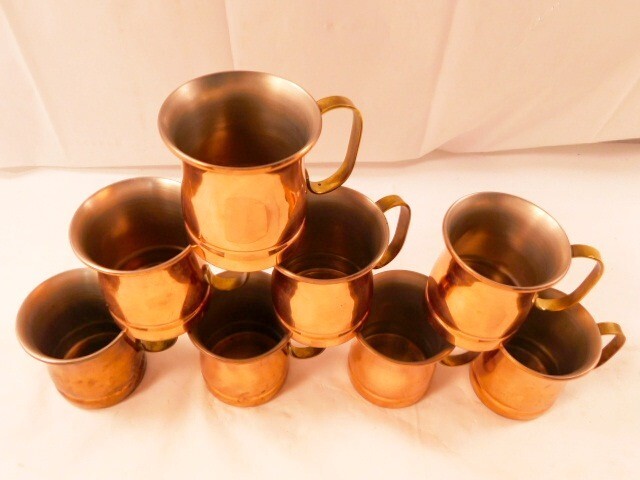 A85★COPPER100 /HOME WARE/マグカップ/8点セット/銅製/ビアーマグ/コップ/食器/アウトドア/コーヒーカップ/約高8.5×直径8cm★送料870円の画像2