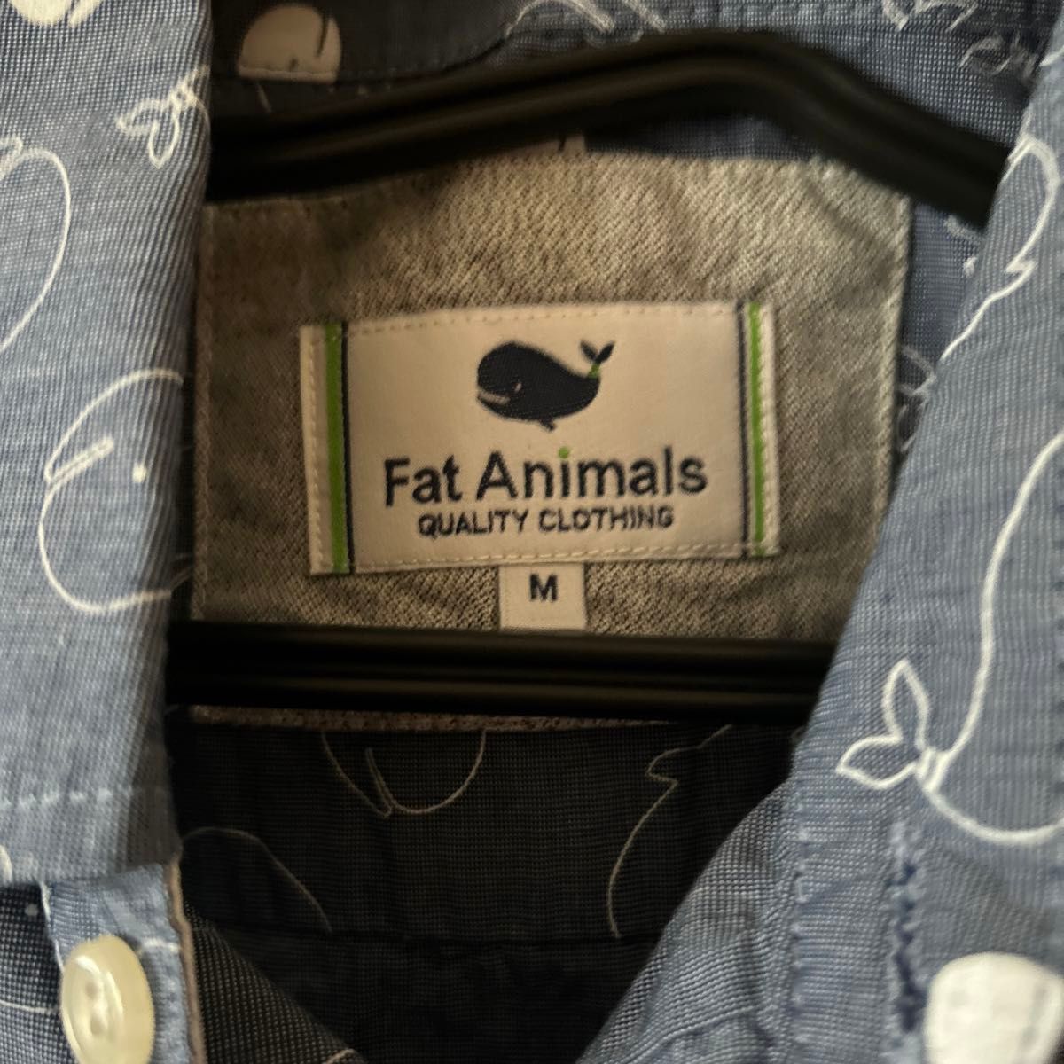 FATANIMALS  クジラ柄　長袖シャツ カジュアルシャツ　総柄　ユニセックス　アニマル柄