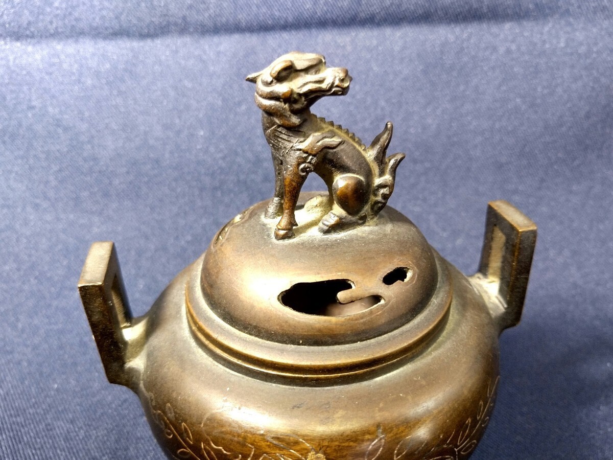 双耳 三足香炉 骨董レトロ時代日本中国 金属工芸 銅製 三つ足 古道具_画像2