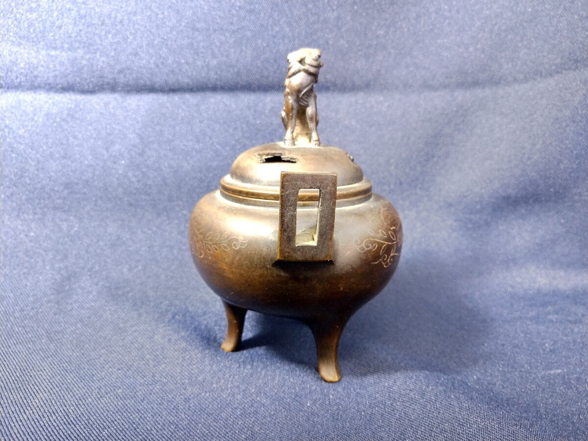 双耳 三足香炉 骨董レトロ時代日本中国 金属工芸 銅製 三つ足 古道具_画像5
