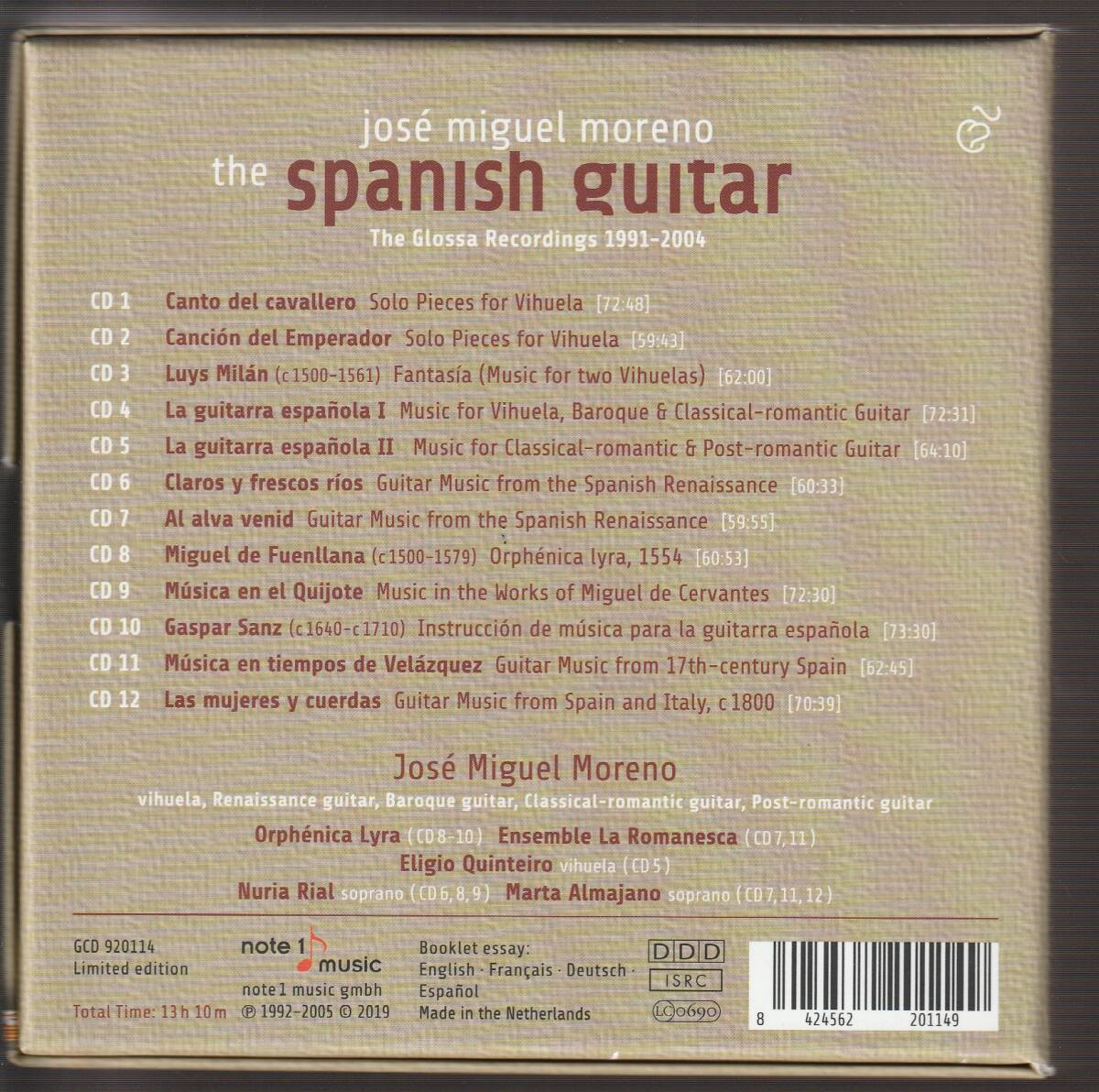 ホセ・ミゲル・モレーノ/スペインのギター～グロッサ・レコーディングス 1991～2004　12枚組 古楽_画像3