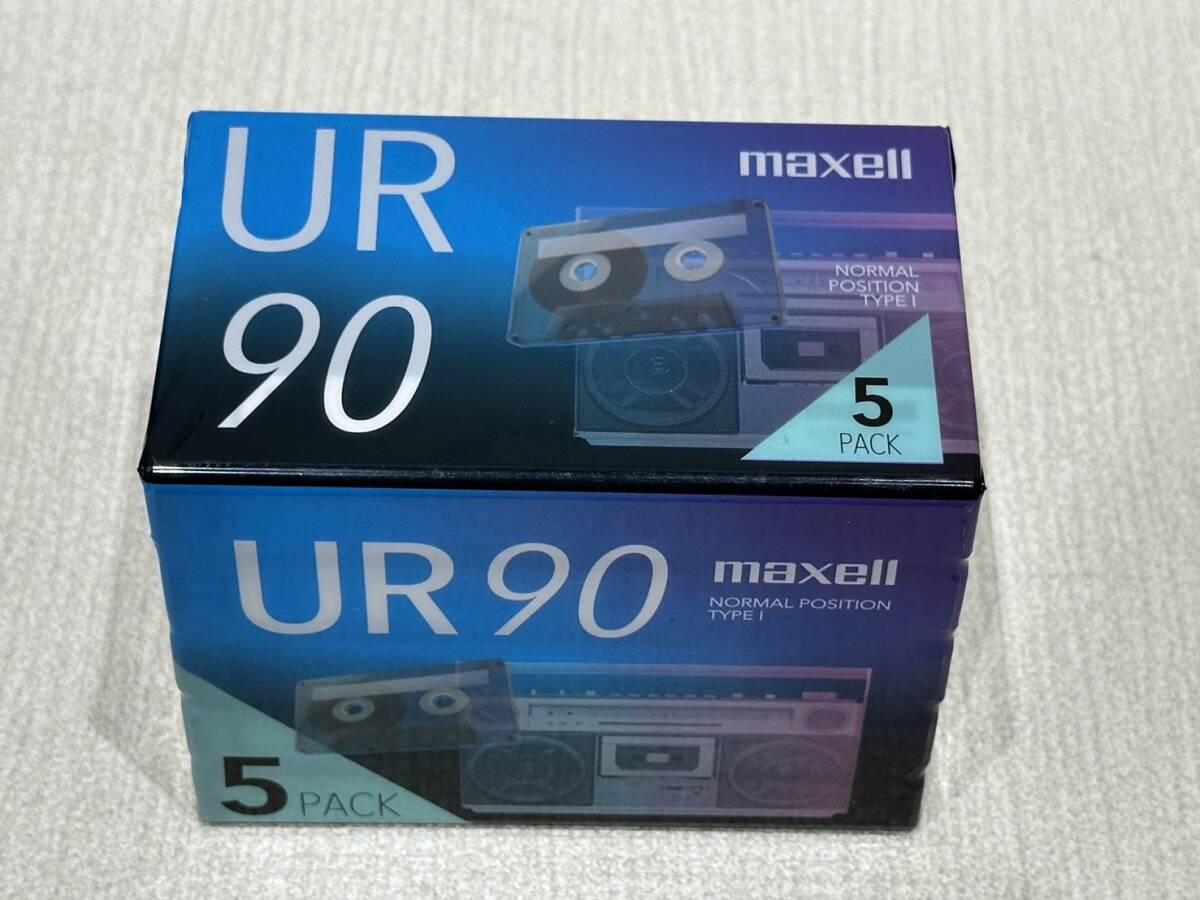 【KIM-1909】【1円スタート】maxell UR90 5PACK オーディオカセットテープ 未使用 未開封の画像1