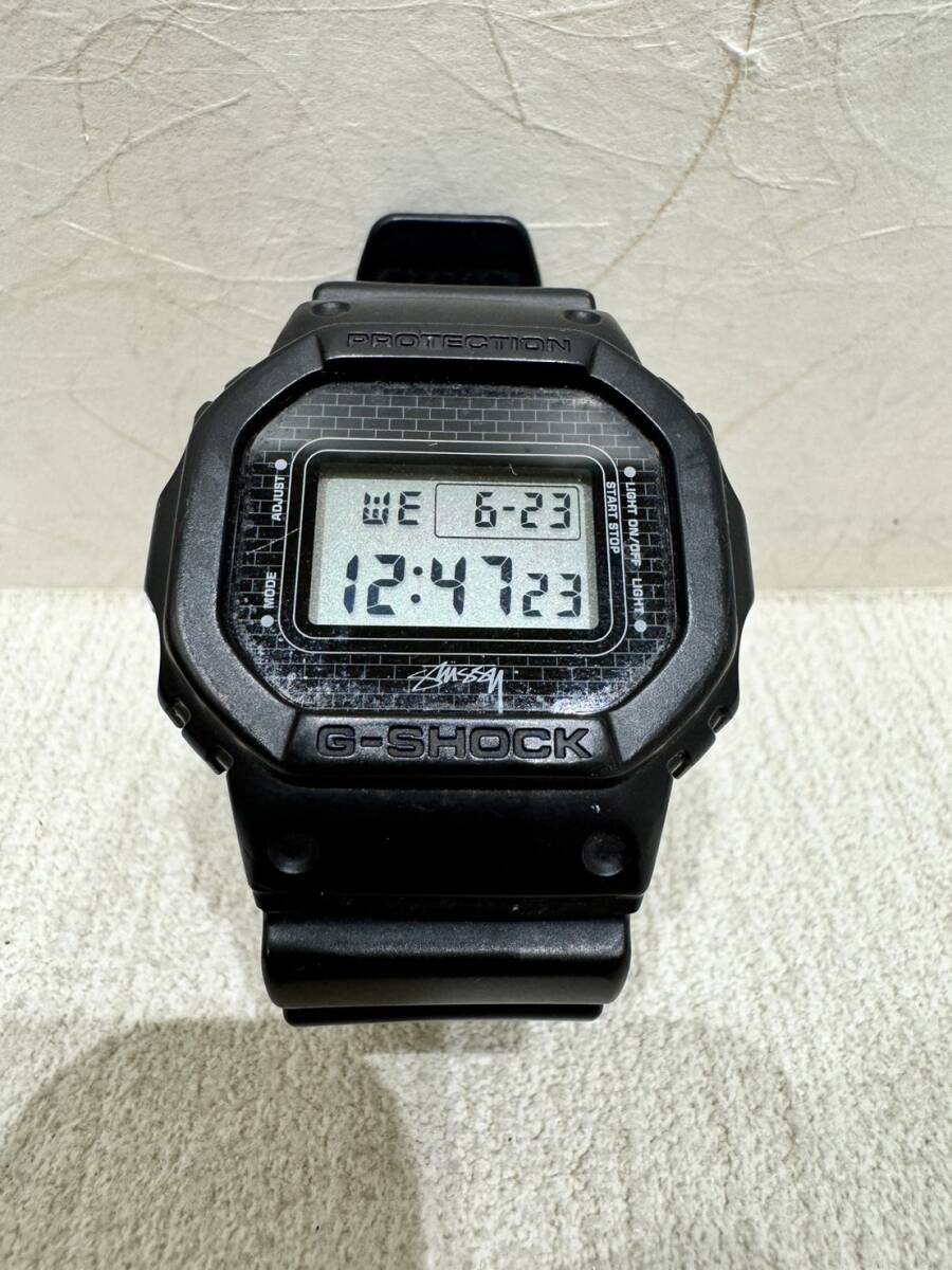 【KIM-1203】1円～ CASIO カシオ G-SHOCK STUSSY DW-5600VT メンズ 腕時計 ブラック ストリート 20気圧防水 箱 の画像2