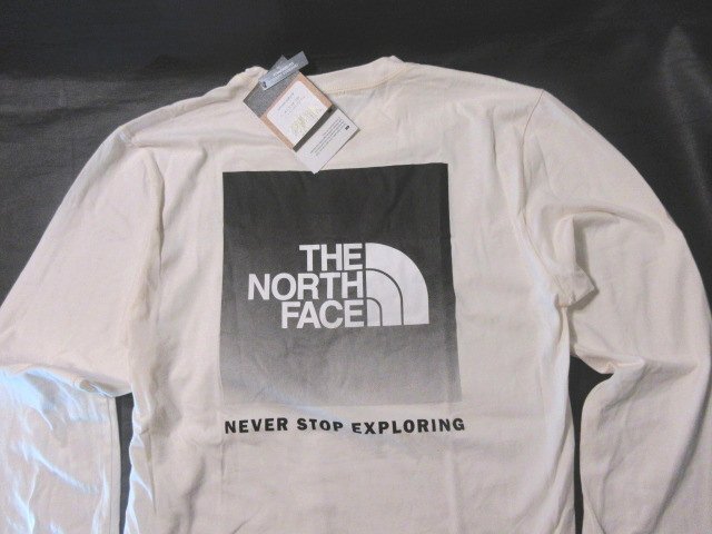  genuine article regular * North Face * long sleeve T shirt box Logo BOX NSE#XXL# ivory / black gradation # new goods #GARDENIA WHITE 4J1