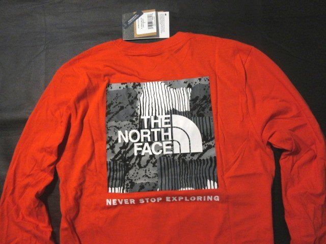 本物正規◆ノースフェイス◆長袖Tシャツ ボックスロゴ BOX NSE■M■FIERY RED■新品■アメリカ限定/WO1_画像2