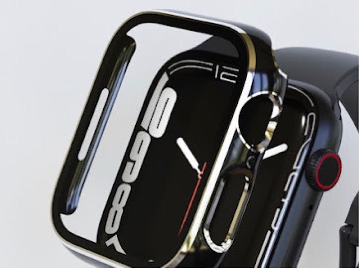 【ネイビー＆ローズゴールド】Apple Watch 保護ガラス付きカバー 41mm アップルウォッチ ケース