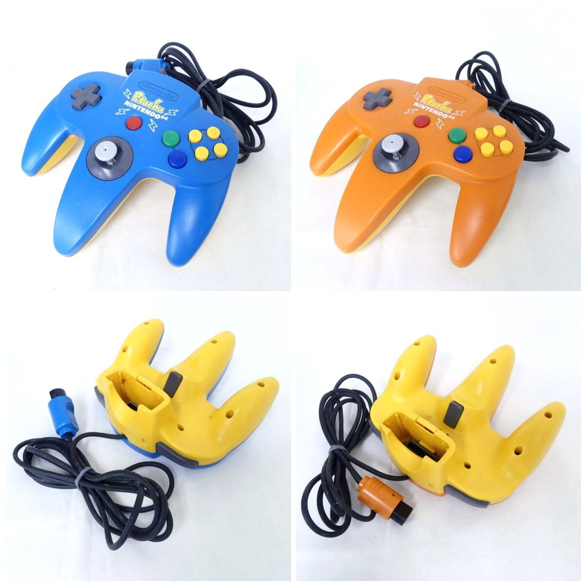 任天堂 NINTENDO 64 ニンテンドー64 ピカチュウ ブルー、コントローラ 2個 通電のみ確認 ゲーム機 本体 USED /2404Cの画像8