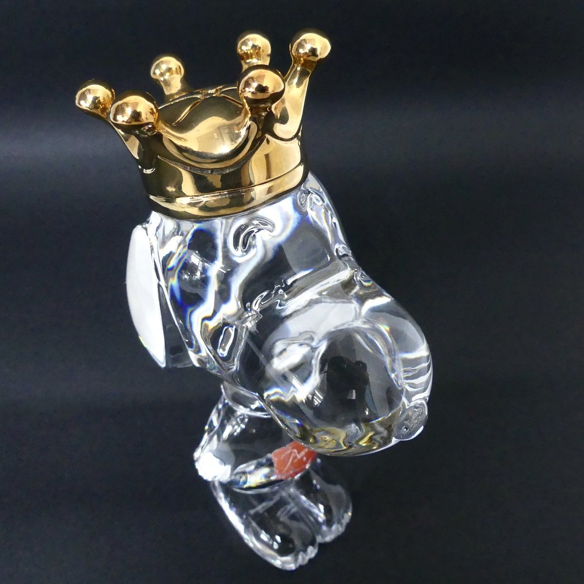 Baccarat バカラ 王冠 キング スヌーピー クリスタルガラス 置物 インテリア フィギュア 箱あり 美品 /2404C_画像4