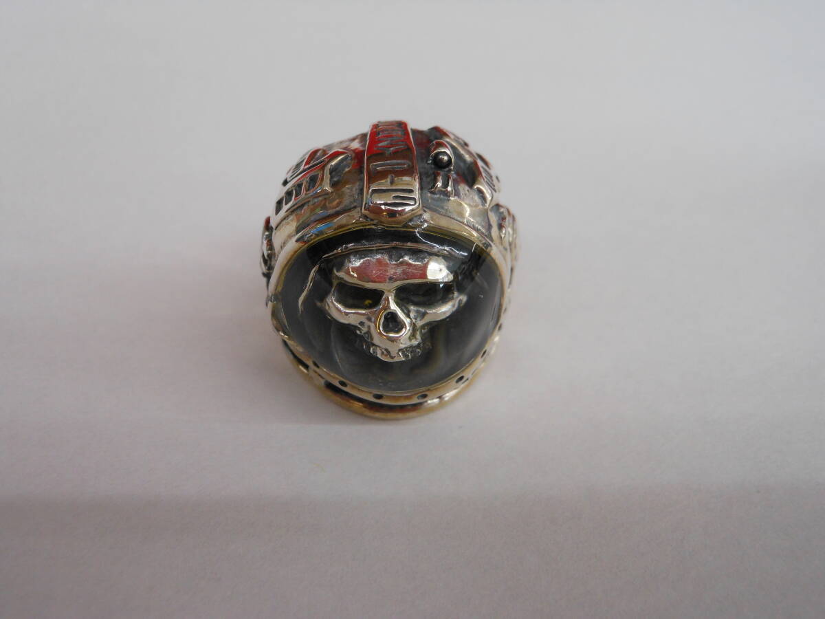 ■CRAZY PIG DESIGNS クレイジーピッグ Major Tom Skull Ring 19号 シルバーアクセ ステッカー/ポストカード付_画像3