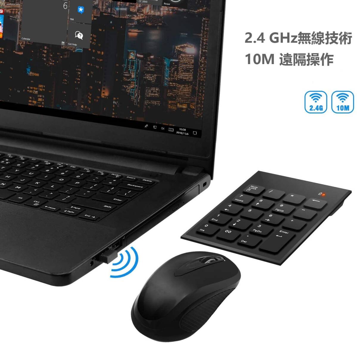 Rytaki ワイヤレステンキーとマウスセット、USB受信機能付き 2.4G Mini USB 数字キーボードとマウスセットはラップトップ、の画像7