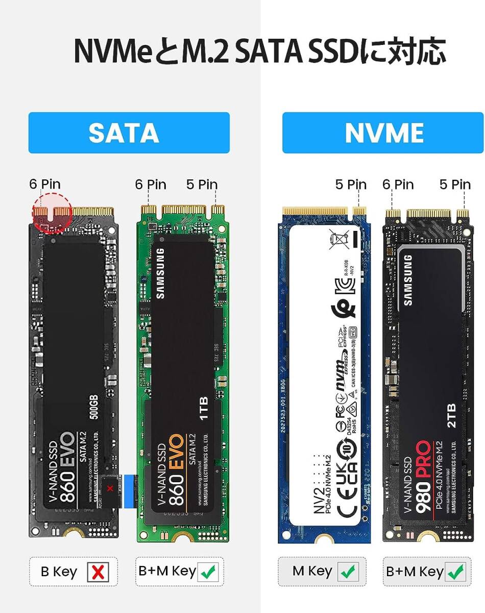 ORICO M.2 SSD 外付けケース M2 SSD ケース NVMe / SATA 両対応 USB3.2 Gen2 10Gbps NVMEの画像3