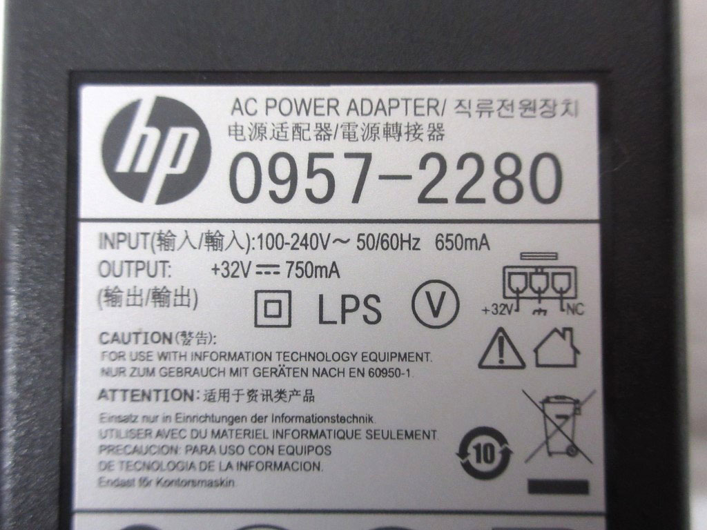 04K112 HP ヒューレットパッカード 純正 プリンター用 ACアダプター [0957-2280] 32V 750mA 中古 現状 売り切り 現状_画像5