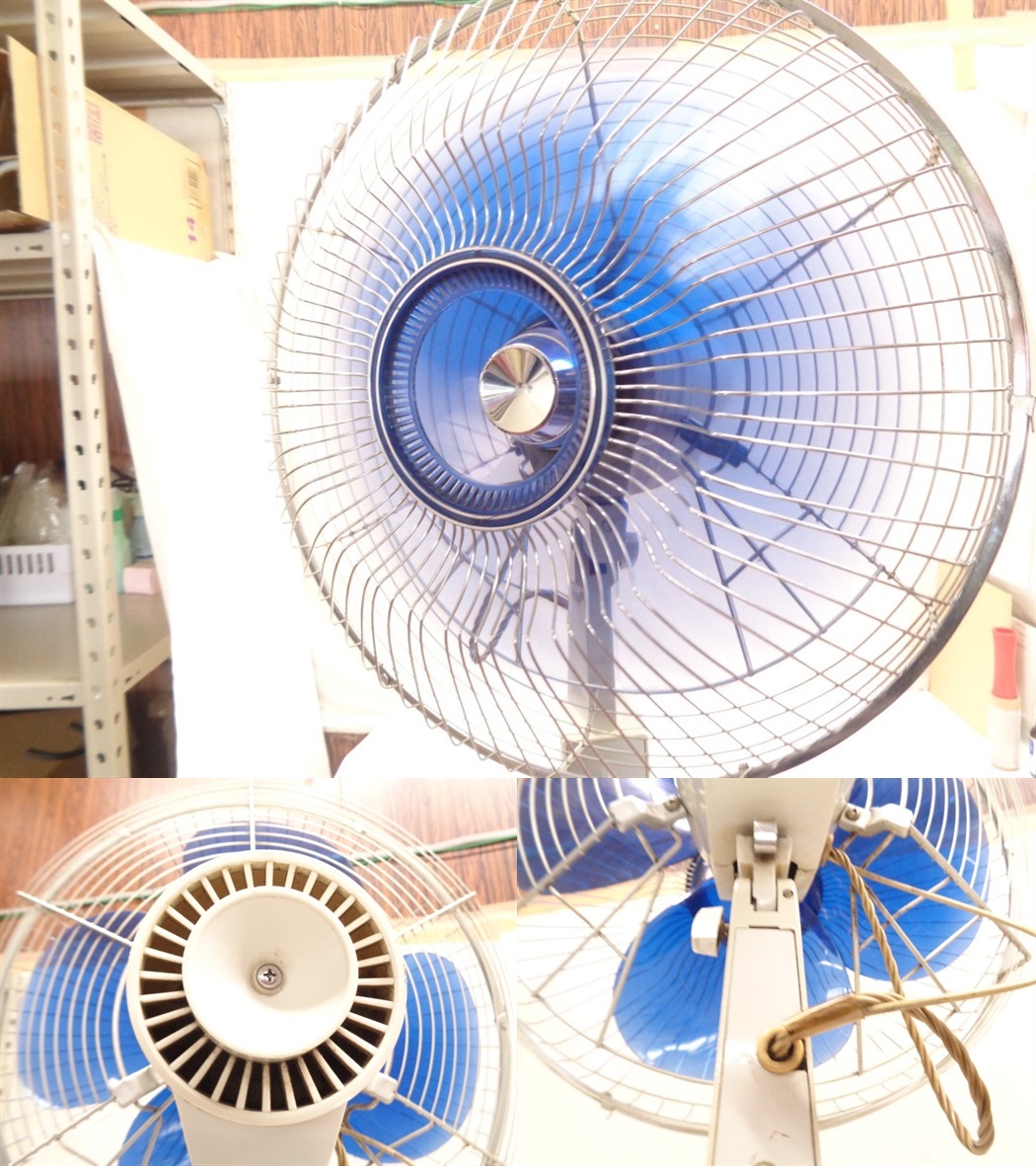 04A043 receipt recommendation [ Hokkaido white . block ] retro Toshiba SF-40H large electric fan 4 sheets wings /16×19cm operation excellent 