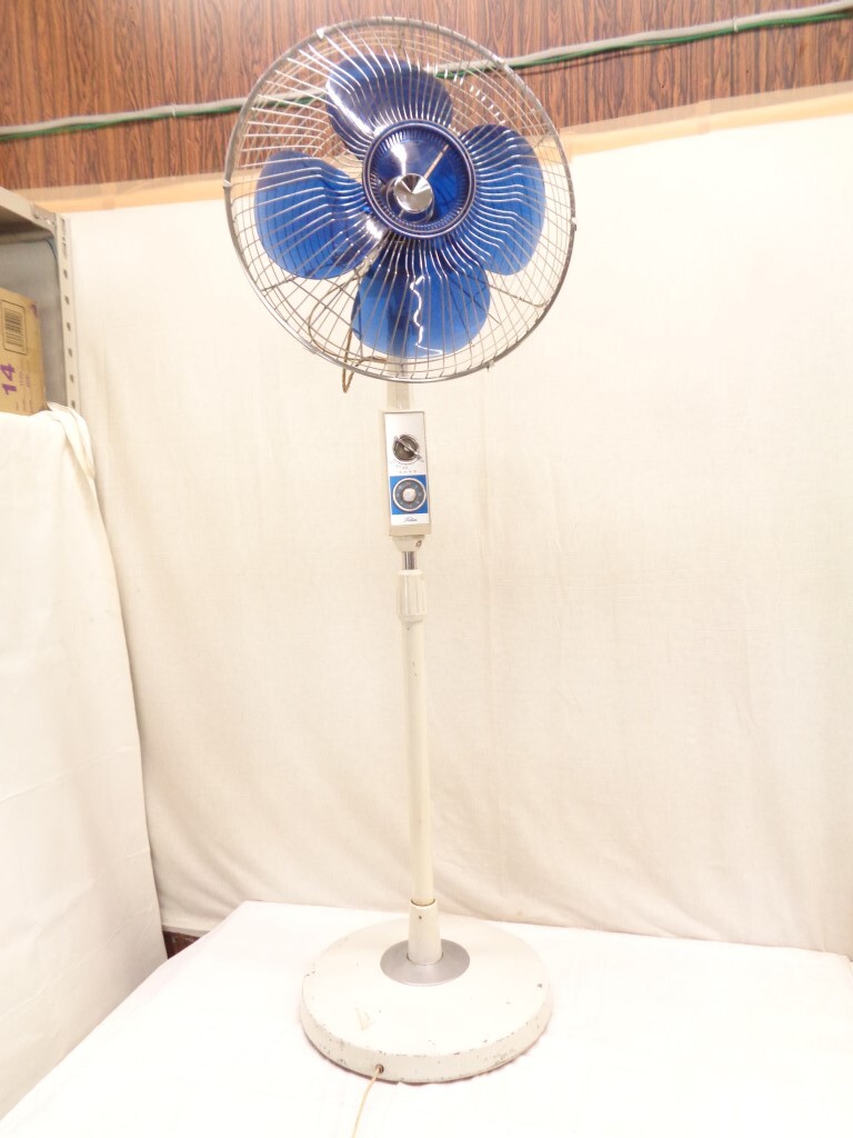 04A043 receipt recommendation [ Hokkaido white . block ] retro Toshiba SF-40H large electric fan 4 sheets wings /16×19cm operation excellent 